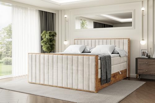 ALTDECOR Boxspringbett mit Matratze und Lattenrost, Topper, Fußteil,Polsterbett mit Bettkasten, Bett mit Stauraum H3- und H4- Matratze, Doppelbett -LOLLI4-Z KING-180x200 - Beige Casablanca ALTDECOR Boxspringbett mit Matratze und Lattenrost, Topper, Fußteil,Polsterbett mit Bettkasten, Bett mit Stauraum H3- und H4- Matratze, Doppelbett -LOLLI4-Z KING-180x200 - Beige Casablanca von ALTDECOR