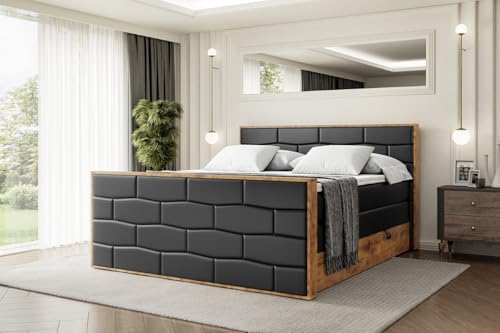 ALTDECOR Boxspringbett mit Matratze und Lattenrost, Topper, Fußteil,Polsterbett mit Bettkasten, Bett mit Stauraum H3- und H4- Matratze, Doppelbett -LOLLI8-Z KING-200x200 - Schwarz Kunstleder ALTDECOR Boxspringbett mit Matratze und Lattenrost, Topper, Fußteil,Polsterbett mit Bettkasten, Bett mit Stauraum H3- und H4- Matratze, Doppelbett -LOLLI8-Z KING-200x200 - Schwarz Kunstleder von ALTDECOR