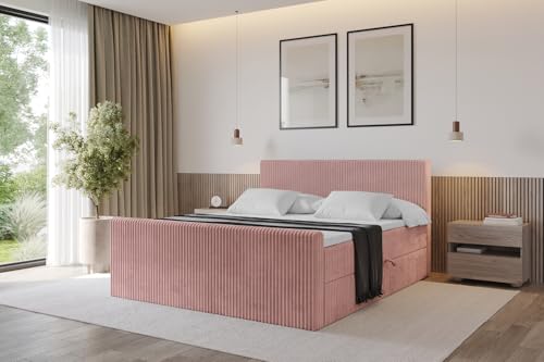ALTDECOR Boxspringbett mit Matratze und Lattenrost, Topper, Fußteil,Polsterbett mit Bettkasten, Bett mit Stauraum H4-Matratze, Doppelbett, Boxbett - TOLO-Z 200x200 Cord - Hellrosa ALTDECOR Boxspringbett mit Matratze und Lattenrost, Topper, Fußteil,Polsterbett mit Bettkasten, Bett mit Stauraum H4-Matratze, Doppelbett, Boxbett - TOLO-Z 200x200 Cord - Hellrosa von ALTDECOR