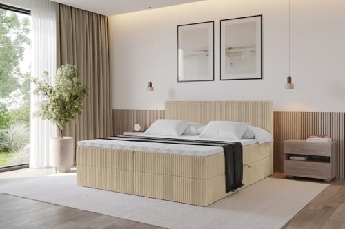 ALTDECOR Boxspringbett mit Matratze und Lattenrost, Topper, Polsterbett mit Bettkasten, Bett mit Stauraum H3-Matratze, Doppelbett, Boxbett -TOLO 140x200 Cord - Beige ALTDECOR Boxspringbett mit Matratze und Lattenrost, Topper, Polsterbett mit Bettkasten, Bett mit Stauraum H3-Matratze, Doppelbett, Boxbett -TOLO 140x200 Cord - Beige von ALTDECOR