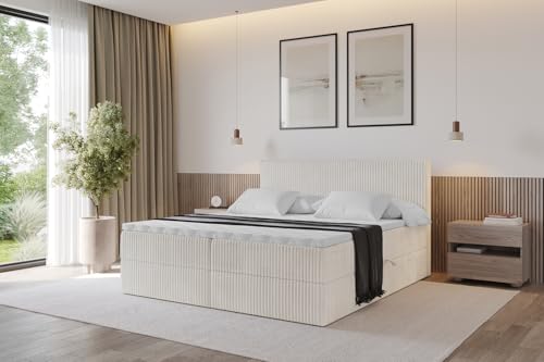 ALTDECOR Boxspringbett mit Matratze und Lattenrost, Topper, Polsterbett mit Bettkasten, Bett mit Stauraum H3-Matratze, Doppelbett, Boxbett -TOLO 160x200 Cord - Creme ALTDECOR Boxspringbett mit Matratze und Lattenrost, Topper, Polsterbett mit Bettkasten, Bett mit Stauraum H3-Matratze, Doppelbett, Boxbett -TOLO 160x200 Cord - Creme von ALTDECOR