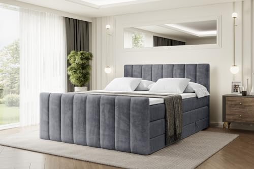 ALTDECOR Boxspringbett mit Matratze und Lattenrost, Topper, Fußteil,Polsterbett mit Bettkasten, Bett mit Stauraum H3- und H4- Matratze, Doppelbett - OTTA-Z King - 180x200 - Dunkelgrau Samt ALTDECOR Boxspringbett mit Matratze und Lattenrost, Topper, Fußteil,Polsterbett mit Bettkasten, Bett mit Stauraum H3- und H4- Matratze, Doppelbett - OTTA-Z King - 180x200 - Dunkelgrau Samt von ALTDECOR