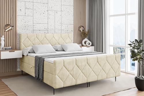 ALTDECOR Boxspringbett mit Schwarz Füßen, Matratze und Lattenrost, Topper, Fußteil, Polsterbett mit Bettkasten, Bett mit Stauraum H3-Matratze, Doppelbett - CATOR-FC-Z - 160x200 - Beige Casablanca ALTDECOR Boxspringbett mit Schwarz Füßen, Matratze und Lattenrost, Topper, Fußteil, Polsterbett mit Bettkasten, Bett mit Stauraum H3-Matratze, Doppelbett - CATOR-FC-Z - 160x200 - Beige Casablanca von ALTDECOR