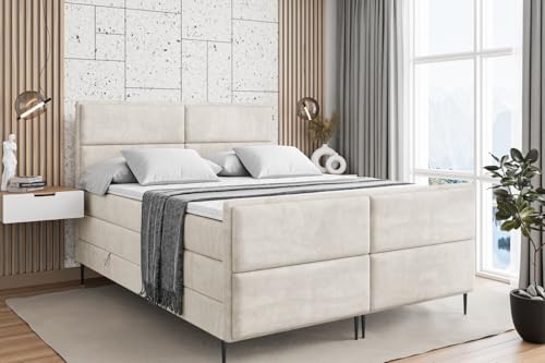 ALTDECOR Boxspringbett mit Schwarz Füßen, Matratze und Lattenrost, Topper, Fußteil, Polsterbett mit Bettkasten, Bett mit Stauraum H3- und H4- Matratze -Aura-FC-Z KING-200x200 - Beige Monolith ALTDECOR Boxspringbett mit Schwarz Füßen, Matratze und Lattenrost, Topper, Fußteil, Polsterbett mit Bettkasten, Bett mit Stauraum H3- und H4- Matratze -Aura-FC-Z KING-200x200 - Beige Monolith von ALTDECOR