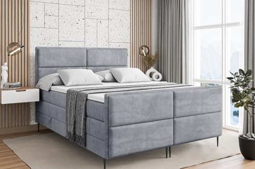 ALTDECOR Boxspringbett mit Schwarz Füßen, Matratze und Lattenrost, Topper, Fußteil, Polsterbett mit Bettkasten, Bett mit Stauraum H3- und H4- Matratze -Aura-FC-Z KING-200x200 - Grau Casablanca ALTDECOR Boxspringbett mit Schwarz Füßen, Matratze und Lattenrost, Topper, Fußteil, Polsterbett mit Bettkasten, Bett mit Stauraum H3- und H4- Matratze -Aura-FC-Z KING-200x200 - Grau Casablanca von ALTDECOR