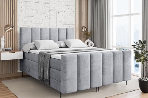 ALTDECOR Boxspringbett mit Schwarz Füßen, Matratze und Lattenrost, Topper, Fußteil, Polsterbett mit Bettkasten, Bett mit Stauraum H3- und H4- Matratze -BOXI1-FC-Z KING-120x200 - Grau Monolith ALTDECOR Boxspringbett mit Schwarz Füßen, Matratze und Lattenrost, Topper, Fußteil, Polsterbett mit Bettkasten, Bett mit Stauraum H3- und H4- Matratze -BOXI1-FC-Z KING-120x200 - Grau Monolith von ALTDECOR