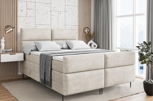 ALTDECOR Boxspringbett mit Schwarz Füßen, Matratze und Lattenrost, Topper, Fußteil, Polsterbett mit Bettkasten, Bett mit Stauraum H3- und H4- Matratze -BOXI3-FC-Z KING-140x200 - Beige Monolith ALTDECOR Boxspringbett mit Schwarz Füßen, Matratze und Lattenrost, Topper, Fußteil, Polsterbett mit Bettkasten, Bett mit Stauraum H3- und H4- Matratze -BOXI3-FC-Z KING-140x200 - Beige Monolith von ALTDECOR