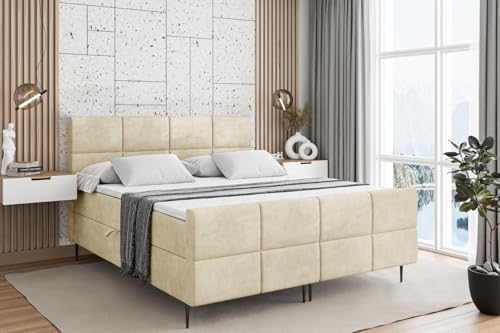 ALTDECOR Boxspringbett mit Schwarz Füßen, Matratze und Lattenrost, Topper, Fußteil, Polsterbett mit Bettkasten, Bett mit Stauraum H4-Matratze, Doppelbett - ARDENI-FC-Z - 200x200 - Beige Casablanca ALTDECOR Boxspringbett mit Schwarz Füßen, Matratze und Lattenrost, Topper, Fußteil, Polsterbett mit Bettkasten, Bett mit Stauraum H4-Matratze, Doppelbett - ARDENI-FC-Z - 200x200 - Beige Casablanca von ALTDECOR