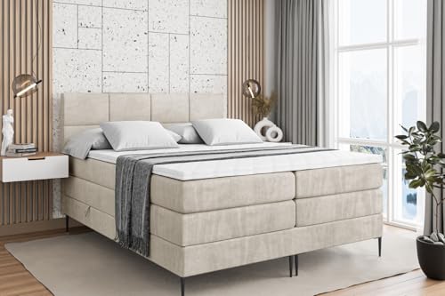ALTDECOR Boxspringbett mit Schwarz Füßen, Matratze und Lattenrost, Topper, Polsterbett mit Bettkasten, Bett mit Stauraum H3- und H4- Matratze, Doppelbett -ARDENI-FC KING-200x200 - Beige Monolith ALTDECOR Boxspringbett mit Schwarz Füßen, Matratze und Lattenrost, Topper, Polsterbett mit Bettkasten, Bett mit Stauraum H3- und H4- Matratze, Doppelbett -ARDENI-FC KING-200x200 - Beige Monolith von ALTDECOR