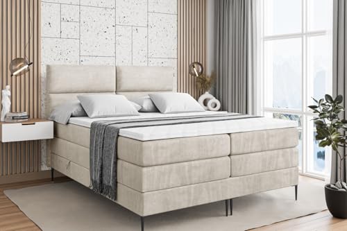 ALTDECOR Boxspringbett mit Schwarz Füßen, Matratze und Lattenrost, Topper, Polsterbett mit Bettkasten, Bett mit Stauraum H3- und H4- Matratze, Doppelbett -BOXI3-FC KING-200x200 - Beige Monolith ALTDECOR Boxspringbett mit Schwarz Füßen, Matratze und Lattenrost, Topper, Polsterbett mit Bettkasten, Bett mit Stauraum H3- und H4- Matratze, Doppelbett -BOXI3-FC KING-200x200 - Beige Monolith von ALTDECOR