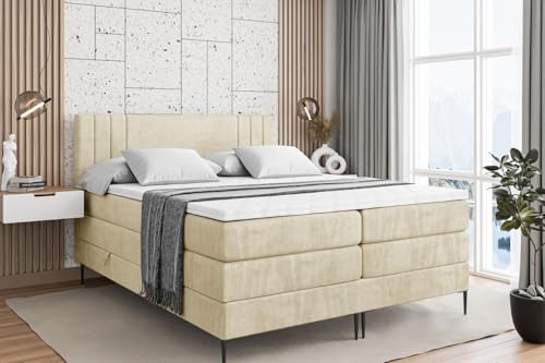ALTDECOR Boxspringbett mit Schwarz Füßen, Matratze und Lattenrost, Topper, Polsterbett mit Bettkasten, Bett mit Stauraum H3- und H4- Matratze, Doppelbett -IDRIKO-FC KING-120x200 - Beige Casablanca ALTDECOR Boxspringbett mit Schwarz Füßen, Matratze und Lattenrost, Topper, Polsterbett mit Bettkasten, Bett mit Stauraum H3- und H4- Matratze, Doppelbett -IDRIKO-FC KING-120x200 - Beige Casablanca von ALTDECOR