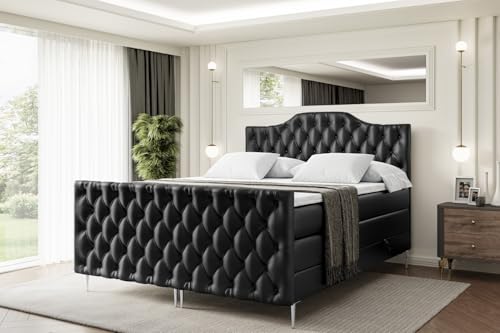 ALTDECOR Boxspringbett mit Silber Füßen, Matratze und Lattenrost, Topper, Fußteil, Polsterbett mit Bettkasten, Bett mit Stauraum H3- und H4- Matratze -VILA-1-FS-Z KING-200x200 - Schwarz Kunstleder ALTDECOR Boxspringbett mit Silber Füßen, Matratze und Lattenrost, Topper, Fußteil, Polsterbett mit Bettkasten, Bett mit Stauraum H3- und H4- Matratze -VILA-1-FS-Z KING-200x200 - Schwarz Kunstleder von ALTDECOR