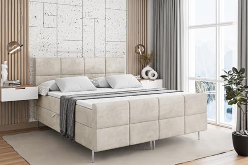 ALTDECOR Boxspringbett mit Silber Füßen, Matratze und Lattenrost, Topper, Fußteil, Polsterbett mit Bettkasten, Bett mit Stauraum H4-Matratze, Doppelbett - ARDENI-FS-Z - 200x200 - Beige Monolith ALTDECOR Boxspringbett mit Silber Füßen, Matratze und Lattenrost, Topper, Fußteil, Polsterbett mit Bettkasten, Bett mit Stauraum H4-Matratze, Doppelbett - ARDENI-FS-Z - 200x200 - Beige Monolith von ALTDECOR