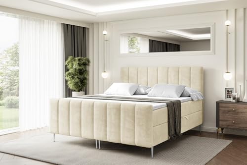ALTDECOR Boxspringbett mit Silber Füßen, Matratze und Lattenrost, Topper, Fußteil, Polsterbett mit Bettkasten, Bett mit Stauraum H4-Matratze, Doppelbett - OTTA-FS-Z - 120x200 - Beige Casablanca ALTDECOR Boxspringbett mit Silber Füßen, Matratze und Lattenrost, Topper, Fußteil, Polsterbett mit Bettkasten, Bett mit Stauraum H4-Matratze, Doppelbett - OTTA-FS-Z - 120x200 - Beige Casablanca von ALTDECOR