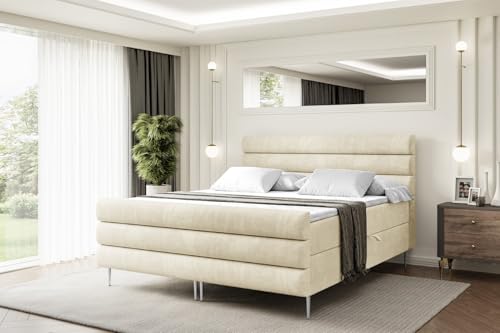 ALTDECOR Boxspringbett mit Silber Füßen, Matratze und Lattenrost, Topper, Fußteil, Polsterbett mit Bettkasten, Bett mit Stauraum H4-Matratze - Celestia-FS-Z - 200x200 - Beige Casablanca ALTDECOR Boxspringbett mit Silber Füßen, Matratze und Lattenrost, Topper, Fußteil, Polsterbett mit Bettkasten, Bett mit Stauraum H4-Matratze - Celestia-FS-Z - 200x200 - Beige Casablanca von ALTDECOR