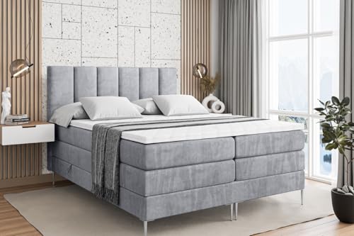 ALTDECOR Boxspringbett mit Silber Füßen, Matratze und Lattenrost, Topper, Polsterbett mit Bettkasten, Bett mit Stauraum H3- und H4- Matratze, Doppelbett -BOXI1-FS KING-200x200 - Grau Monolith ALTDECOR Boxspringbett mit Silber Füßen, Matratze und Lattenrost, Topper, Polsterbett mit Bettkasten, Bett mit Stauraum H3- und H4- Matratze, Doppelbett -BOXI1-FS KING-200x200 - Grau Monolith von ALTDECOR