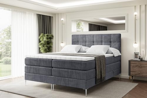 ALTDECOR Boxspringbett mit Silber Füßen, Matratze und Lattenrost, Topper, Polsterbett mit Bettkasten, Bett mit Stauraum H3- und H4- Matratze, Doppelbett -Marce-FS KING-200x200 - Dunkelgrau Casablanca ALTDECOR Boxspringbett mit Silber Füßen, Matratze und Lattenrost, Topper, Polsterbett mit Bettkasten, Bett mit Stauraum H3- und H4- Matratze, Doppelbett -Marce-FS KING-200x200 - Dunkelgrau Casablanca von ALTDECOR