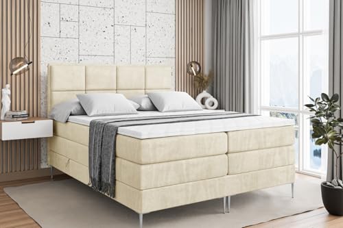 ALTDECOR Boxspringbett mit Silber Füßen, Matratze und Lattenrost, Topper, Polsterbett mit Bettkasten, Bett mit Stauraum H3- und H4- Matratze, Doppelbett -NOVA-FS KING-200x200 - Beige Casablanca ALTDECOR Boxspringbett mit Silber Füßen, Matratze und Lattenrost, Topper, Polsterbett mit Bettkasten, Bett mit Stauraum H3- und H4- Matratze, Doppelbett -NOVA-FS KING-200x200 - Beige Casablanca von ALTDECOR