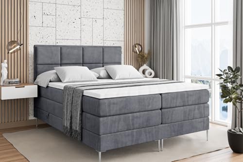 ALTDECOR Boxspringbett mit Silber Füßen, Matratze und Lattenrost, Topper, Polsterbett mit Bettkasten, Bett mit Stauraum H3- und H4- Matratze, Doppelbett -NOVA-FS KING-200x200 - Dunkelgrau Casablanca ALTDECOR Boxspringbett mit Silber Füßen, Matratze und Lattenrost, Topper, Polsterbett mit Bettkasten, Bett mit Stauraum H3- und H4- Matratze, Doppelbett -NOVA-FS KING-200x200 - Dunkelgrau Casablanca von ALTDECOR