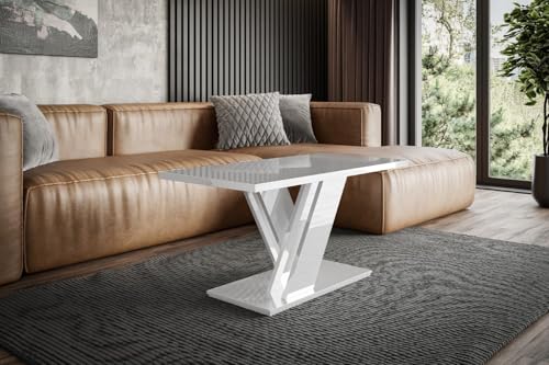 ALTDECOR Couchtisch, Kaffeetisch, ideal als Sofatisch oder Wohnzimmertisch, solide Konstruktion aus Möbelplatte,120x60x60 cm - Hochglanz Weiß - RONX Mini ALTDECOR Couchtisch, Kaffeetisch, ideal als Sofatisch oder Wohnzimmertisch, solide Konstruktion aus Möbelplatte,120x60x60 cm - Hochglanz Weiß - RONX Mini von ALTDECOR
