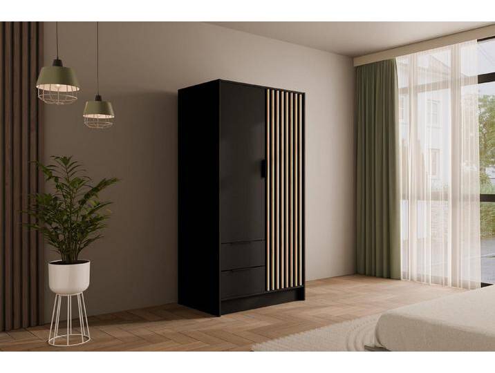 ALTDECOR Drehtürenschrank NELIA (Kleiderschrank Garderobenschrank mit viel Stauraum, Moderner Schrank) Vielseitiger Drehtürenschrank mit Spiegeltüren Spiegel Lamellen von ALTDECOR