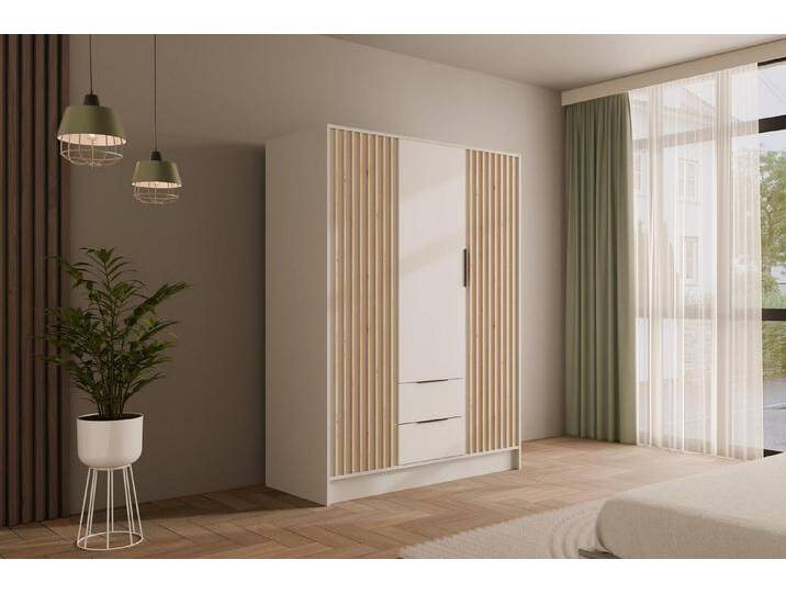 ALTDECOR Drehtürenschrank NELIA (Kleiderschrank Garderobenschrank mit viel Stauraum, Moderner Schrank) Vielseitiger Drehtürenschrank mit Spiegeltüren Spiegel Lamellen von ALTDECOR
