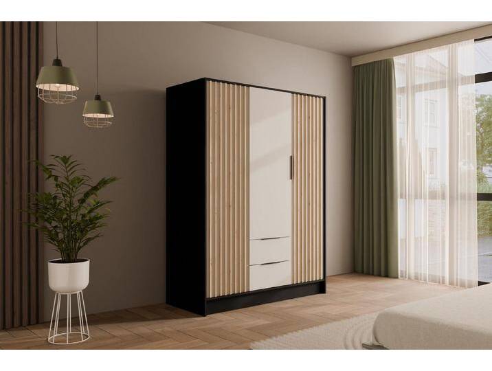ALTDECOR Drehtürenschrank NELIA (Kleiderschrank Garderobenschrank mit viel Stauraum, Moderner Schrank) Vielseitiger Drehtürenschrank mit Spiegeltüren Spiegel Lamellen von ALTDECOR
