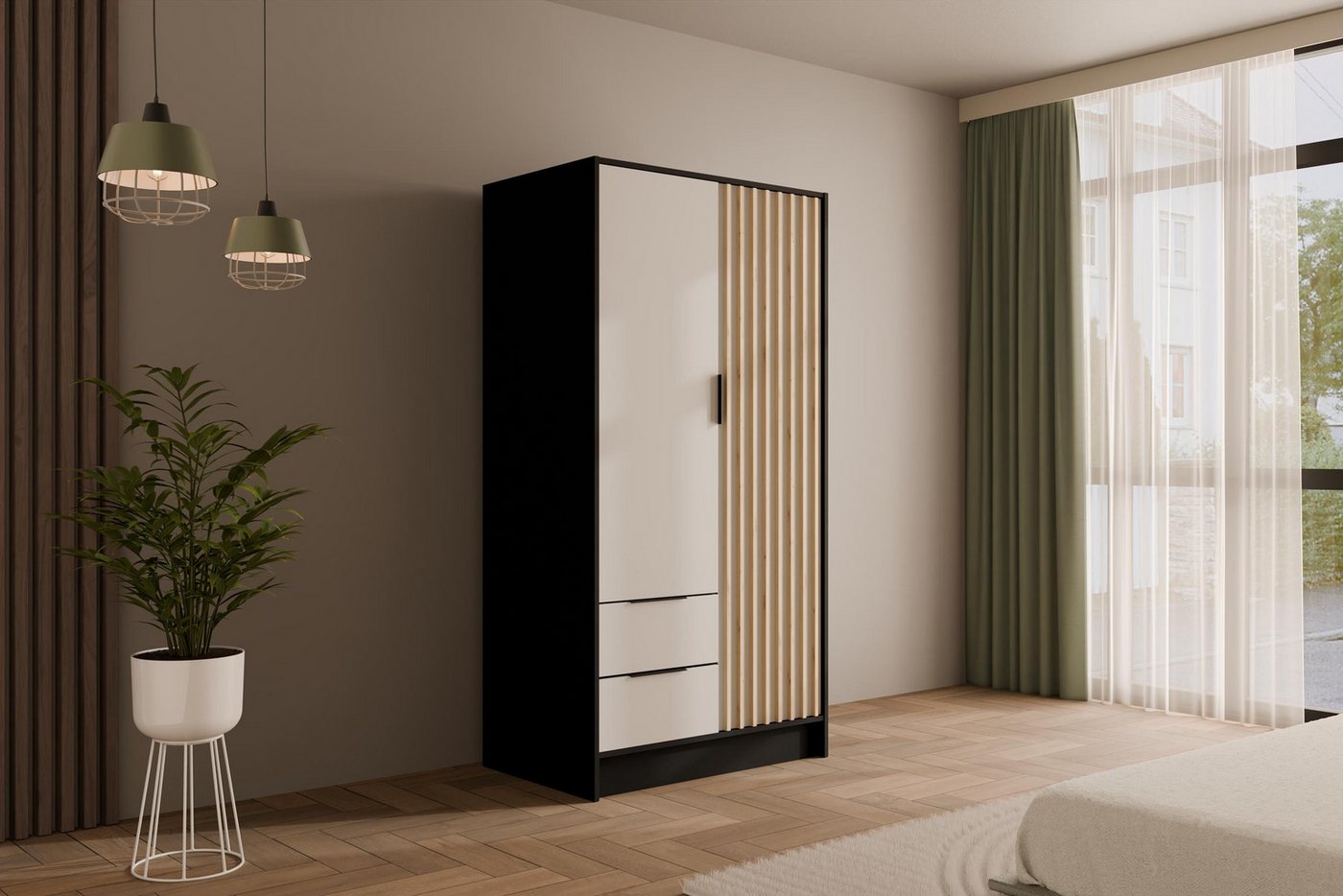 ALTDECOR Drehtürenschrank NELIA Vielseitiger Drehtürenschrank mit Spiegeltüren Spiegel Lamellen ALTDECOR Drehtürenschrank NELIA Vielseitiger Drehtürenschrank mit Spiegeltüren Spiegel Lamellen von ALTDECOR