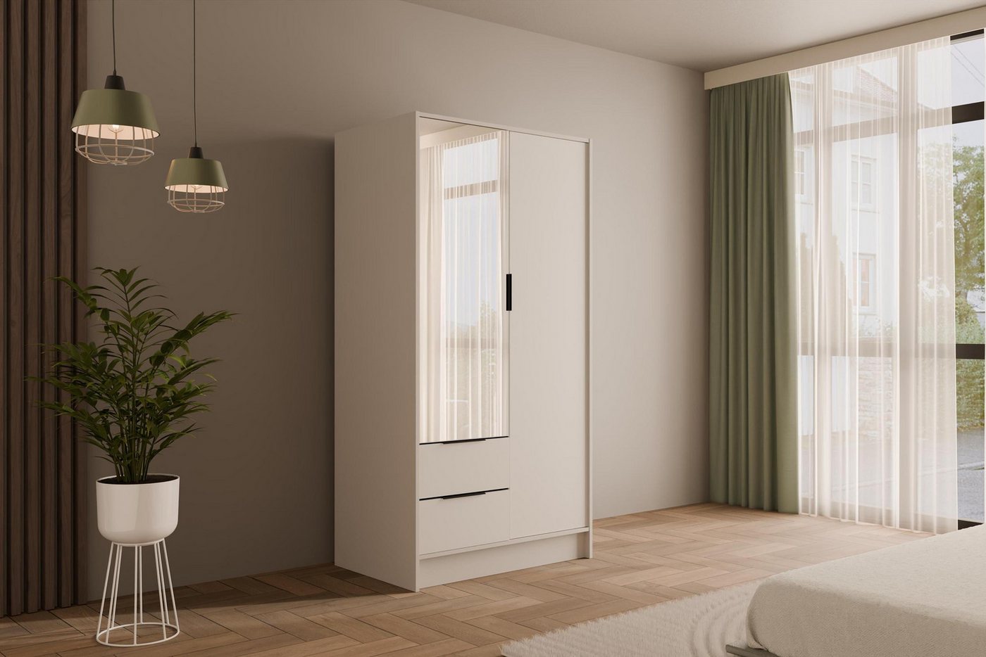 ALTDECOR Drehtürenschrank KOLIN (Kleiderschrank Garderobenschrank mit viel Stauraum, Moderner Schrank) Vielseitiger Drehtürenschrank mit Spiegeltüren Spiegel Flügeltüren von ALTDECOR