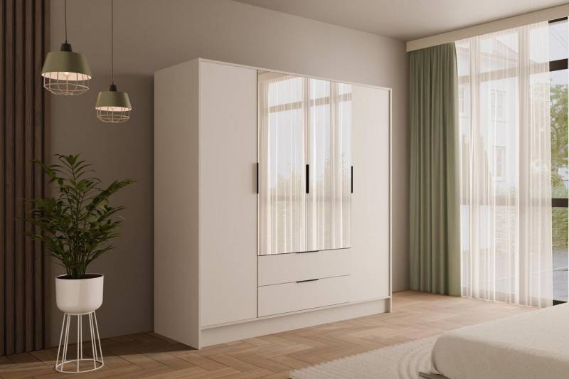 ALTDECOR Drehtürenschrank KOLIN (Kleiderschrank Garderobenschrank mit viel Stauraum, Moderner Schrank) Vielseitiger Drehtürenschrank mit Spiegeltüren Spiegel Flügeltüren von ALTDECOR