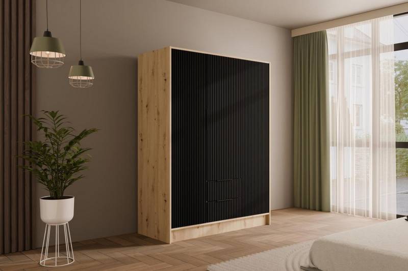 ALTDECOR Drehtürenschrank NOA (Kleiderschrank Garderobenschrank mit viel Stauraum, Moderner Schrank) Vielseitiger Drehtürenschrank Spiegeltüren Spiegel Geriffelte Fronten von ALTDECOR