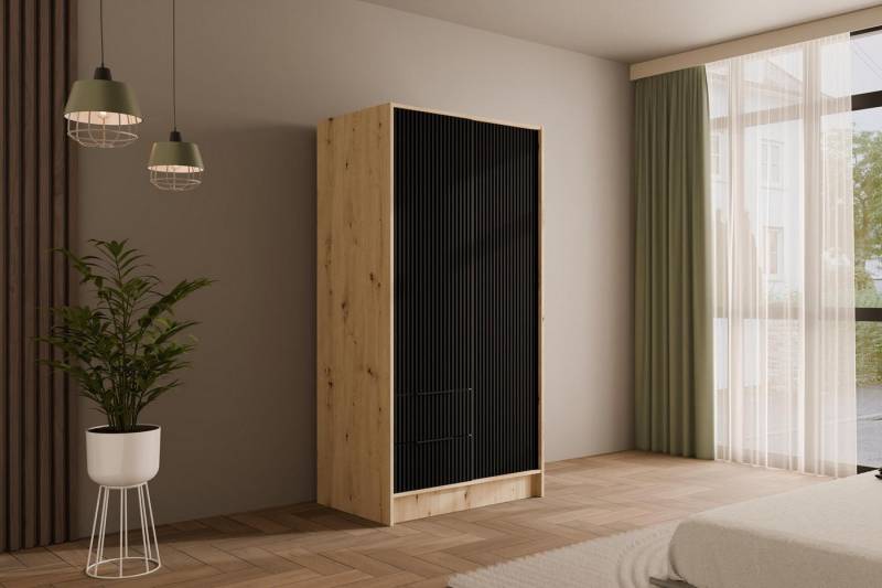 ALTDECOR Drehtürenschrank NOA (Kleiderschrank Garderobenschrank mit viel Stauraum, Moderner Schrank) Vielseitiger Drehtürenschrank Spiegeltüren Spiegel Geriffelte Fronten von ALTDECOR