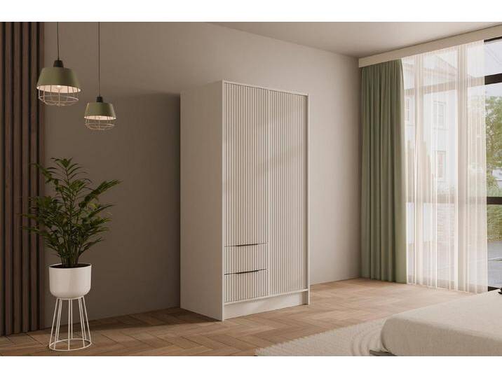 ALTDECOR Drehtürenschrank NOA (Kleiderschrank Garderobenschrank mit viel Stauraum, Moderner Schrank) Vielseitiger Drehtürenschrank Spiegeltüren Spiegel Geriffelte Fronten von ALTDECOR