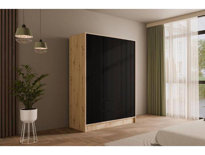 ALTDECOR Drehtürenschrank NOA (Kleiderschrank Garderobenschrank mit viel Stauraum, Moderner Schrank) Vielseitiger Drehtürenschrank Spiegeltüren Spiegel Geriffelte Fronten von ALTDECOR