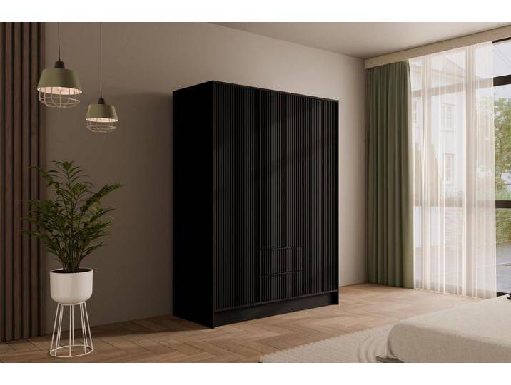 ALTDECOR Drehtürenschrank NOA (Kleiderschrank Garderobenschrank mit viel Stauraum, Moderner Schrank) Vielseitiger Drehtürenschrank Spiegeltüren Spiegel Geriffelte Fronten von ALTDECOR