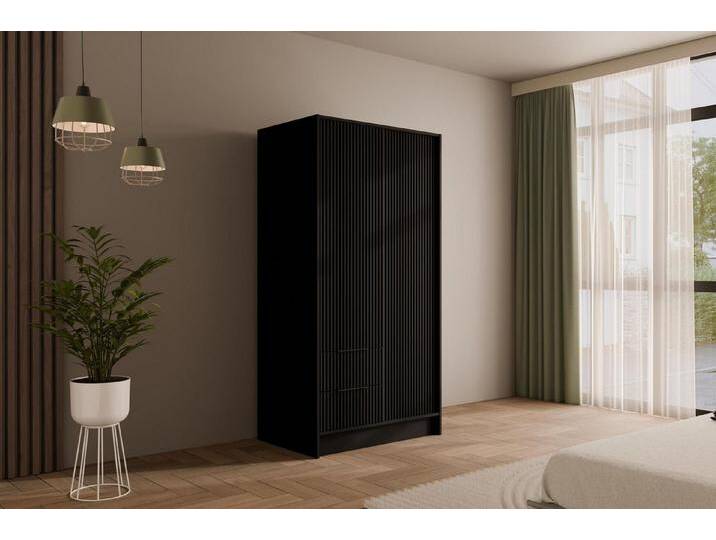 ALTDECOR Drehtürenschrank NOA (Kleiderschrank Garderobenschrank mit viel Stauraum, Moderner Schrank) Vielseitiger Drehtürenschrank Spiegeltüren Spiegel Geriffelte Fronten von ALTDECOR