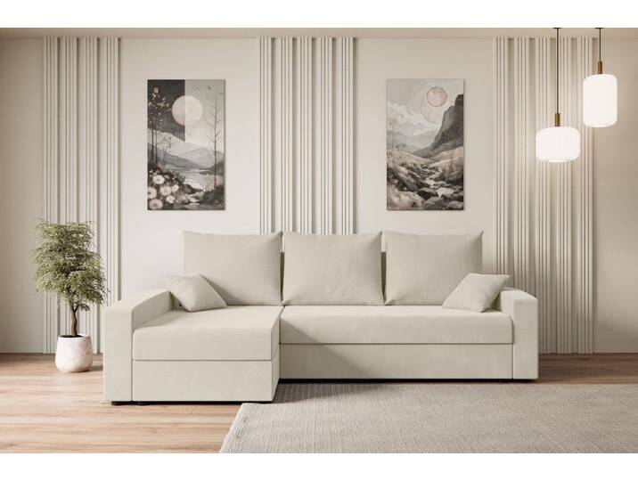 ALTDECOR Ecksofa ALESIA-L, Couch mit Schlaffunktion, Wohnzimmer - Wohnlandschaft, Corner Sofa Bett Eckcouch Couch L-Form Schlafcouch Ausziehbar, beige von ALTDECOR