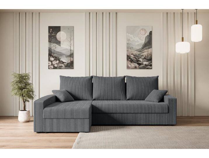 ALTDECOR Ecksofa ALESIA-L, Couch mit Schlaffunktion, Wohnzimmer - Wohnlandschaft, Corner Sofa Bett Eckcouch Couch L-Form Schlafcouch Ausziehbar, grau von ALTDECOR