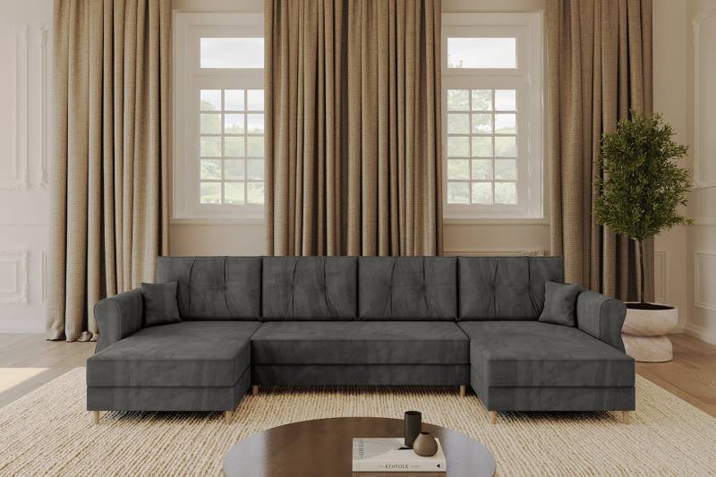 ALTDECOR Wohnlandschaft APOL-U, Couch mit Schlaffunktion, Stauraum Wohnlandschaft Funktionsecke, Corner Sofa Bett Eckcouch Couch U-Form Schlafcouch Ausziehbar von ALTDECOR