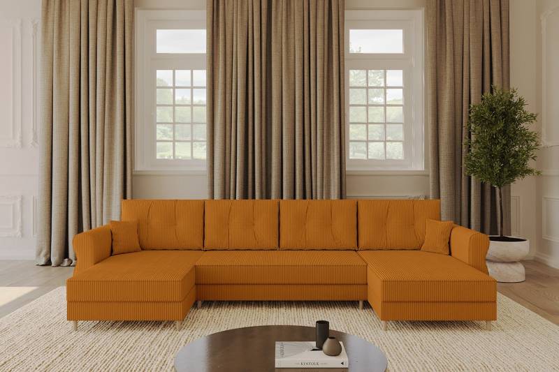 ALTDECOR Wohnlandschaft APOL-U, Couch mit Schlaffunktion, Stauraum Wohnlandschaft Funktionsecke, Corner Sofa Bett Eckcouch Couch U-Form Schlafcouch Ausziehbar von ALTDECOR