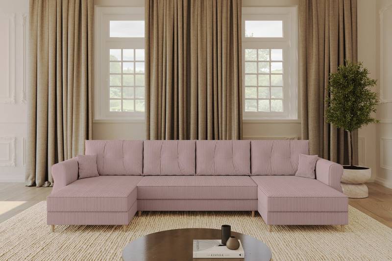 ALTDECOR Wohnlandschaft APOL-U, Couch mit Schlaffunktion, Stauraum Wohnlandschaft Funktionsecke, Corner Sofa Bett Eckcouch Couch U-Form Schlafcouch Ausziehbar von ALTDECOR