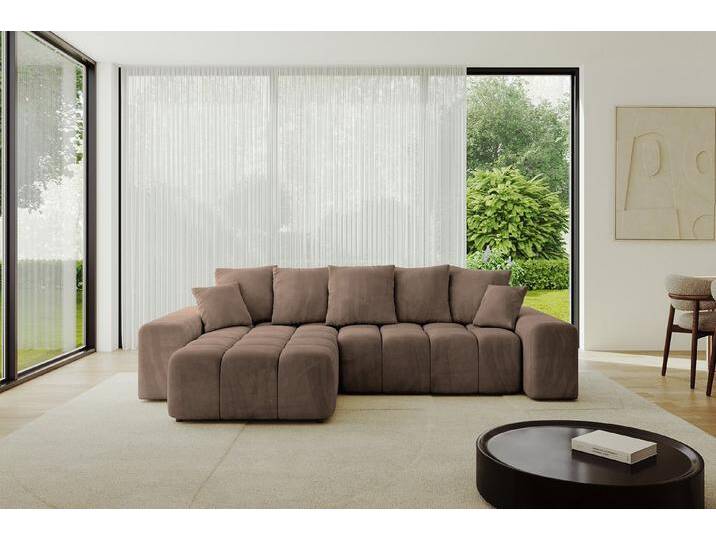 ALTDECOR Ecksofa ENIL-L, Couch mit Schlaffunktion, Wohnzimmer - Wohnlandschaft, Corner Sofa Bett Eckcouch Couch L-Form Schlafcouch Ausziehbar, braun von ALTDECOR