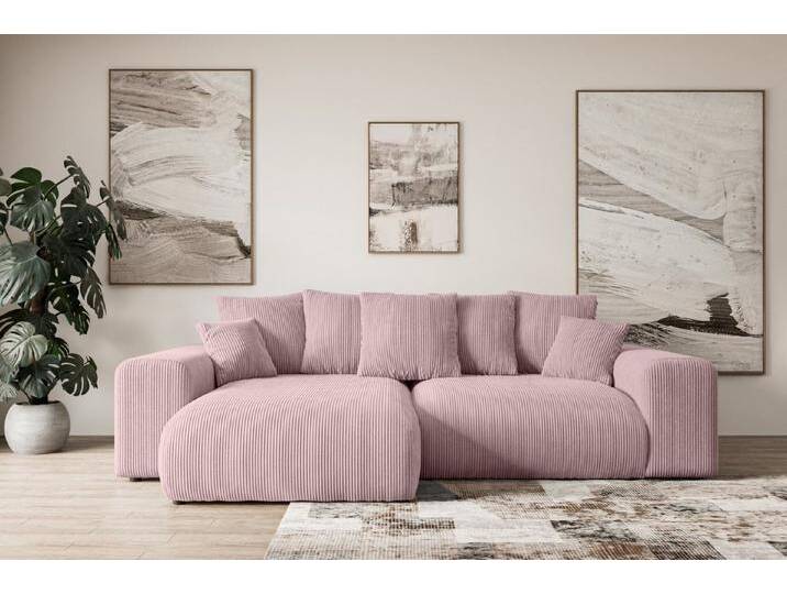 ALTDECOR Ecksofa ESKAR-L, Couch mit Schlaffunktion, Wohnzimmer - Wohnlandschaft, Corner Sofa Bett Eckcouch Couch L-Form Schlafcouch Ausziehbar, rosa von ALTDECOR