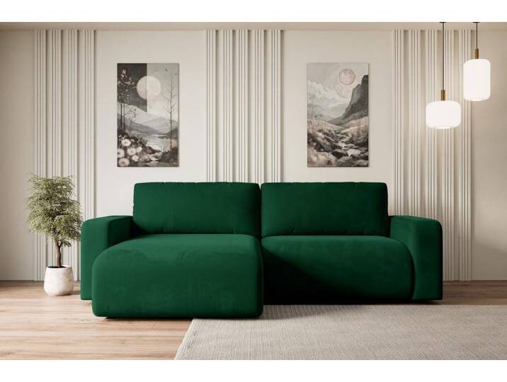 ALTDECOR Ecksofa KLEEA-L, Couch mit Schlaffunktion, Wohnzimmer - Wohnlandschaft, Corner Sofa Bett Eckcouch Couch L-Form Schlafcouch Ausziehbar, grün von ALTDECOR