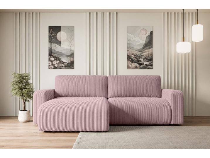 ALTDECOR Ecksofa KLEEA-L, Couch mit Schlaffunktion, Wohnzimmer - Wohnlandschaft, Corner Sofa Bett Eckcouch Couch L-Form Schlafcouch Ausziehbar, rosa von ALTDECOR