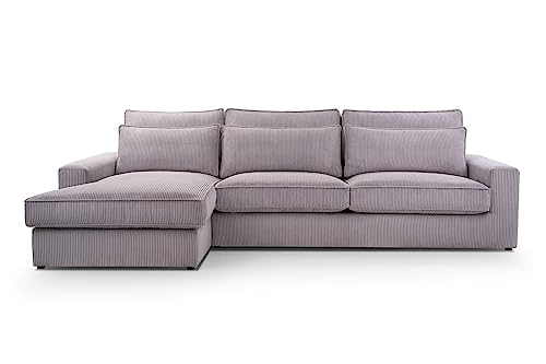 ALTDECOR Ecksofa Links mit Gasdruckfeder, Polstercouch in L-Form Links angeordnet, rückenecht gepolstert - CLIO - 308x176x89 cm Grau von ALTDECOR