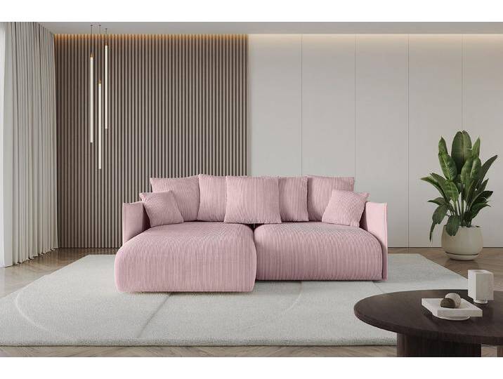 ALTDECOR Ecksofa ONESK-L, Couch mit Schlaffunktion, Wohnzimmer - Wohnlandschaft, Corner Sofa Bett Eckcouch Couch L-Form Schlafcouch Ausziehbar, rosa von ALTDECOR