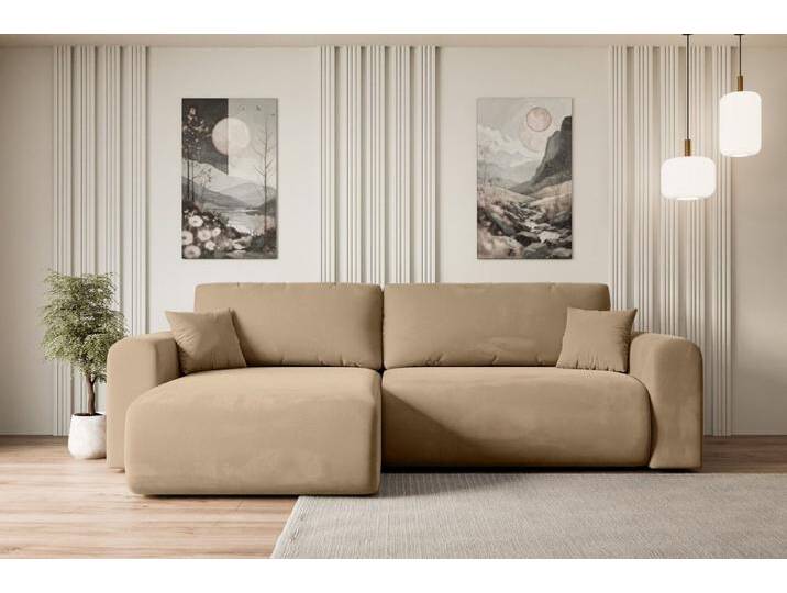 ALTDECOR Ecksofa ORRO-L, Couch mit Schlaffunktion, Wohnzimmer - Wohnlandschaft, Corner Sofa Bett Eckcouch Couch L-Form Schlafcouch Ausziehbar, beige von ALTDECOR