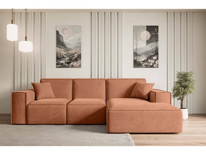 ALTDECOR Ecksofa SERRA-L, Sofa Praktische Bequeme Funktionsecke Couch L-Form Eckcouch, Corner Sofa U-Form Vielseitige Sofa Wohnlandschaft Wohnzimmer, orange von ALTDECOR