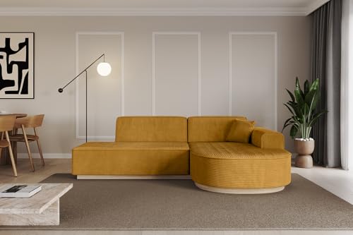 ALTDECOR Ecksofa in L-Form Corner Sofa Bett Eckcouch Couch Wohnlandschaft Cauchsofa Arrio-L1-240x163x81 cm Senfgelb von ALTDECOR